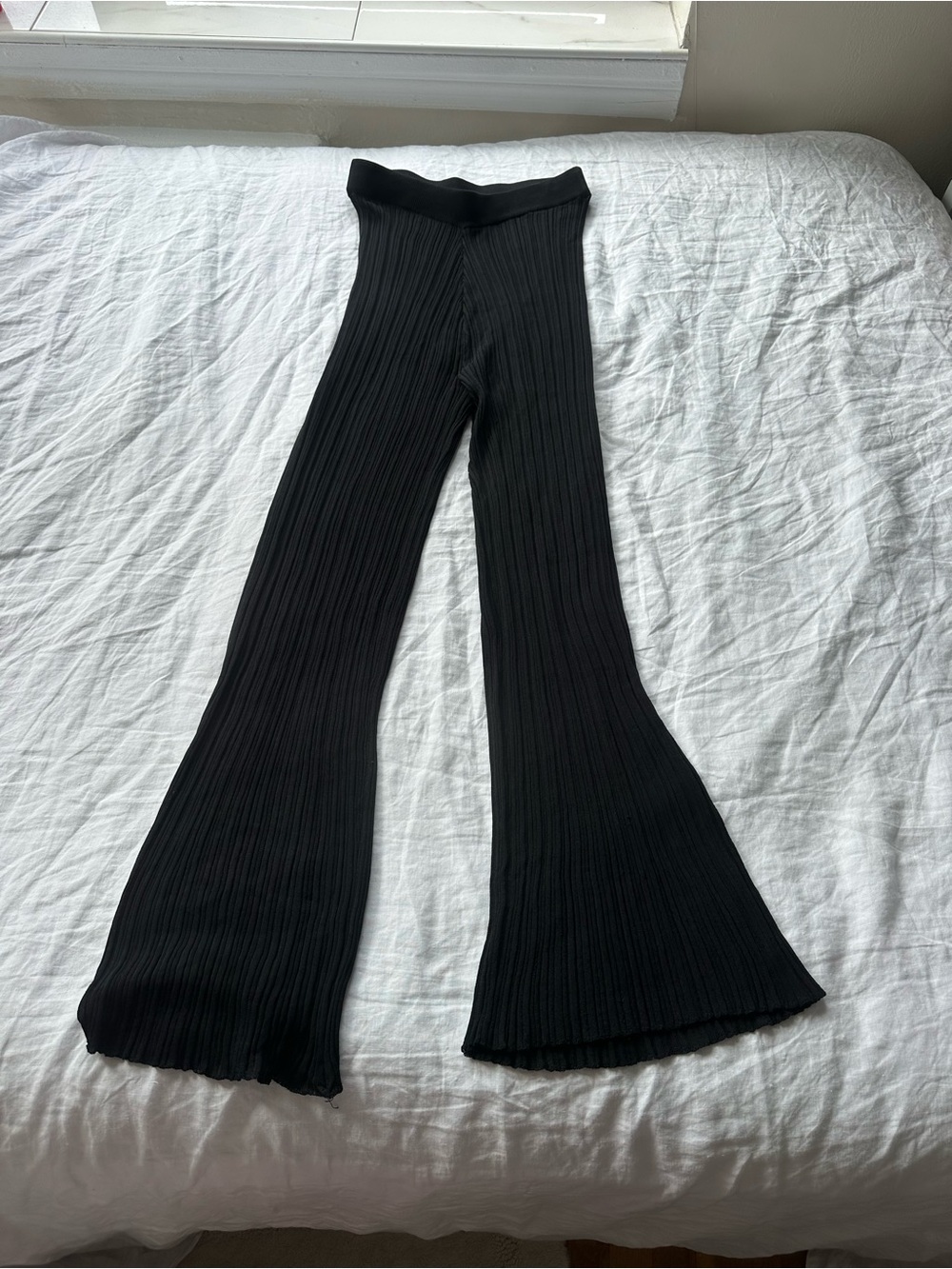DISSH Black Ribbed Flared Knit Pants